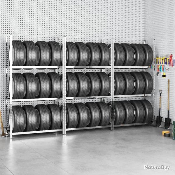 Porte-pneus � 3 niveaux 3 pcs Argent� 110x40x200 cm Acier