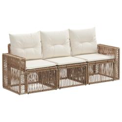 Ensemble de canap&eacute; de jardin 3 pcs Beige et blanc cr&egrave;me