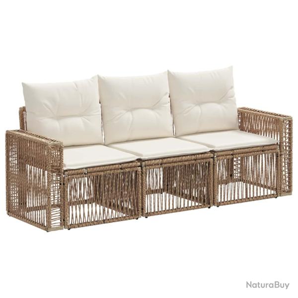 Ensemble de canap� de jardin 3 pcs Beige et blanc cr�me