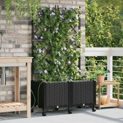 Porte-plante de jardin avec irrigation et roues 2 pc Noir PP