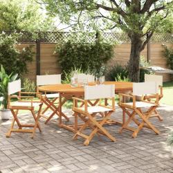 Chaises de jardin pliables lot de 6 blanc cr&egrave;me tissu