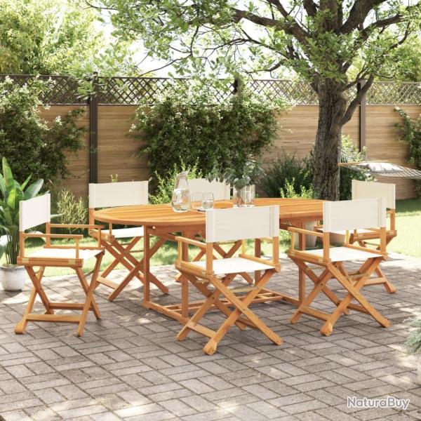 Chaises de jardin pliables lot de 6 blanc cr�me tissu