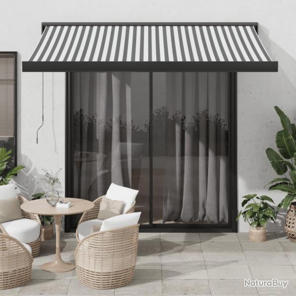 Auvent r�tractable anthracite et blanc 3,5x2,5m tissu/aluminium