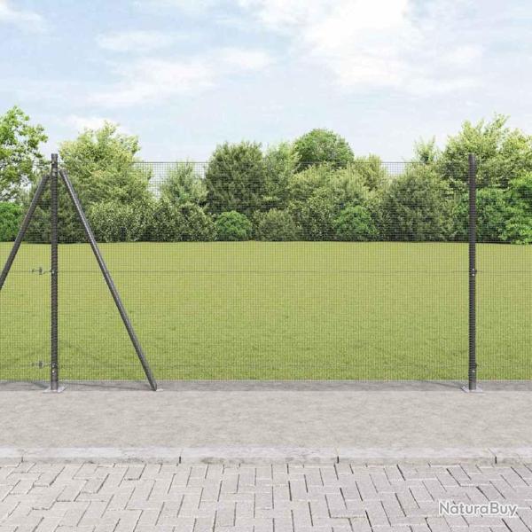 Cl�ture en fil soud� avec base en b�ton 50 x 1,2 m Gris Maille