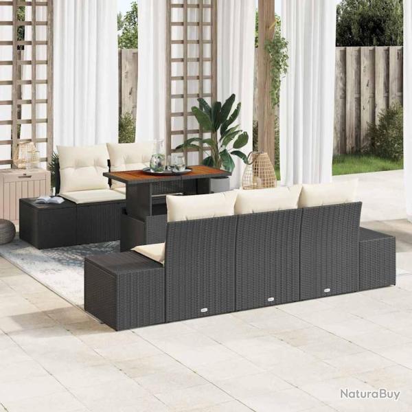 Ensemble de canap� de jardin 6 pc Noir et Cr�me