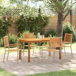 Ensemble de salle &agrave; manger pour jardin 5 pcs Beige
