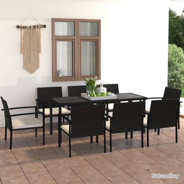 Ensemble � manger de jardin 9 pcs R�sine tress�e Noir