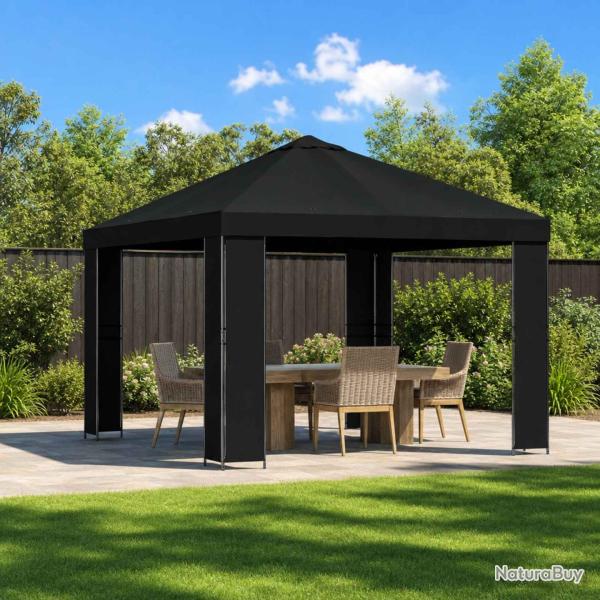 Pavillon 3 x 3 m Noir Polyester et Acier 190 gsm