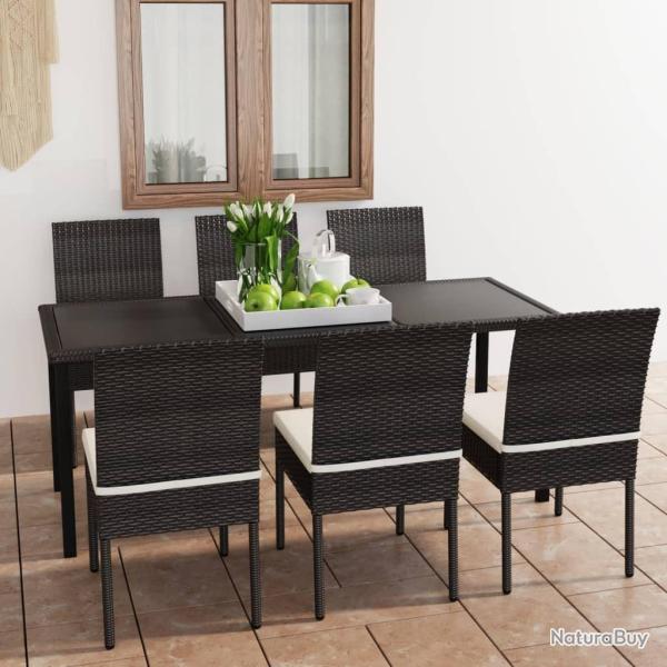 Ensemble � manger de jardin 7 pcs R�sine tress�e Noir