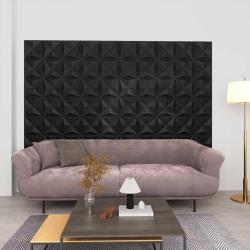 Panneaux muraux 12 pcs Origami Noir 50 x 50 cm Mousse XPS