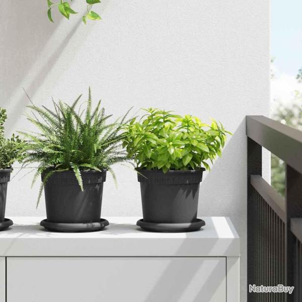 Pots de plantes 6 pcs Noir � 15 x 12 cm Plastique