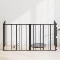 Porte pour chien 4 pcs Noir 80 x 80 cm Acier galvanis&eacute;