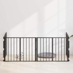 Porte pour chien 4 pcs Noir 80 x 60 cm Acier galvanis&eacute;