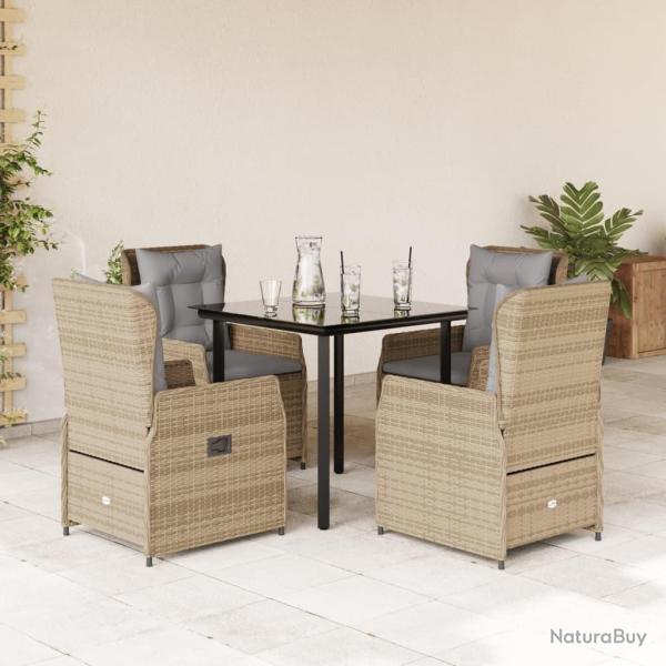 Ensemble � manger de jardin avec coussins 5pcs Beige poly rotin