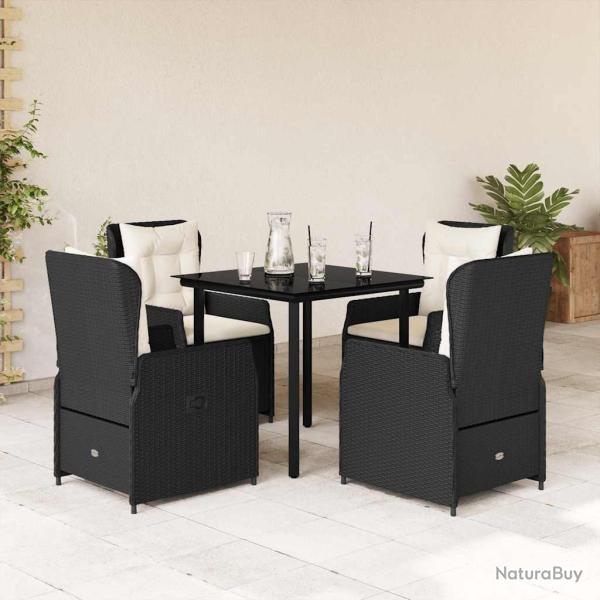 Ensemble � manger de jardin coussins 5pcs Noir R�sine tress�e