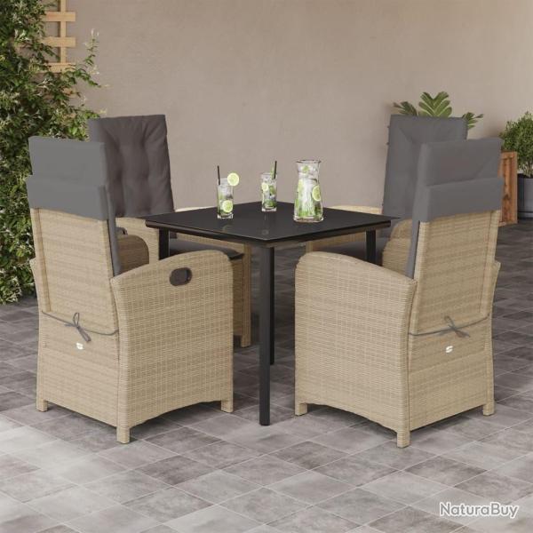 Ensemble � manger de jardin coussins 5 pcs m�lange beige rotin