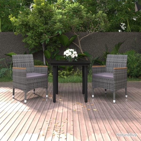 Ensemble � manger de jardin coussins 3 pcs R�sine tress�e Verre