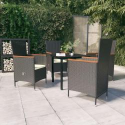 Ensemble &agrave; manger de jardin avec coussins 5 pcs Noir