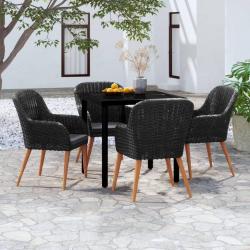 Ensemble &agrave; manger de jardin avec coussins 5 pcs Noir