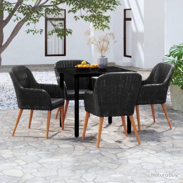Ensemble � manger de jardin avec coussins 5 pcs Noir