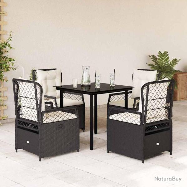 Ensemble � manger de jardin coussins 5pcs Noir R�sine tress�e