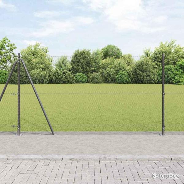 Cl�ture hexagonale avec base en b�ton 50 x 1,2 m Gris Maille