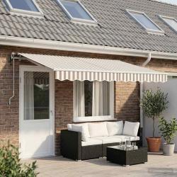 Auvent r&eacute;tractable Gris clair et blanc 450 &times; 300 cm