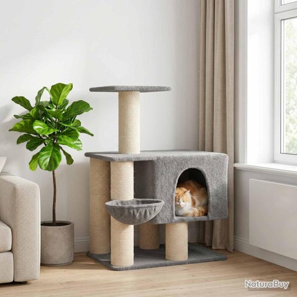 Arbre � chat avec poteaux � griffer en sisal Gris clair 96 cm