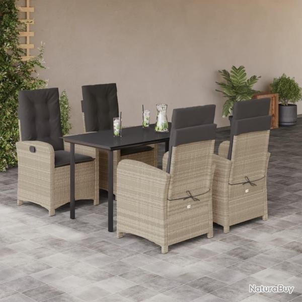 Ensemble � manger de jardin et coussins 5 pcs gris clair rotin