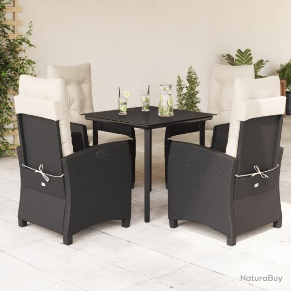 Ensemble � manger de jardin coussins 5pcs Noir R�sine tress�e