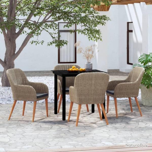 Ensemble � manger de jardin et coussins 5 pcs Marron