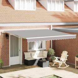 Auvent r&eacute;tractable Gris clair 400 &times; 350 cm Tissu et Aluminium