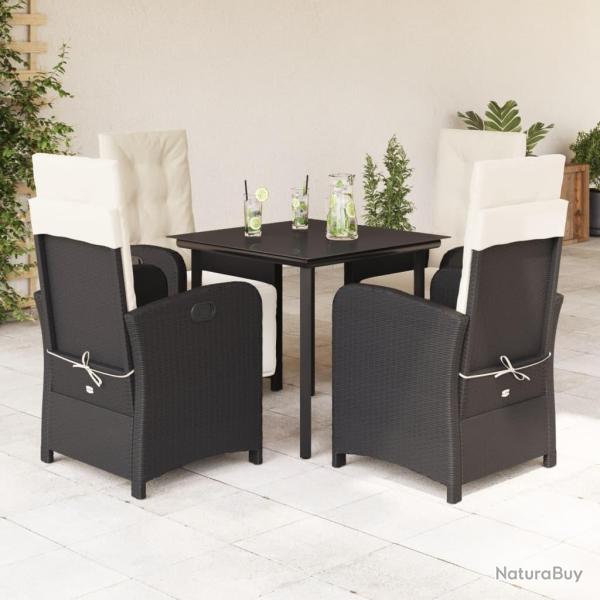 Ensemble � manger de jardin coussins 5pcs Noir R�sine tress�e