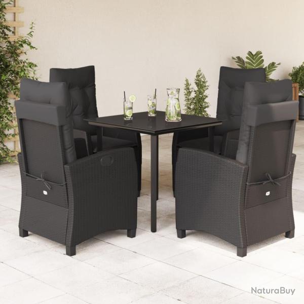 Ensemble � manger de jardin coussins 5pcs Noir R�sine tress�e