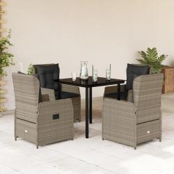 Ensemble &agrave; manger de jardin et coussins 5 pcs gris clair rotin