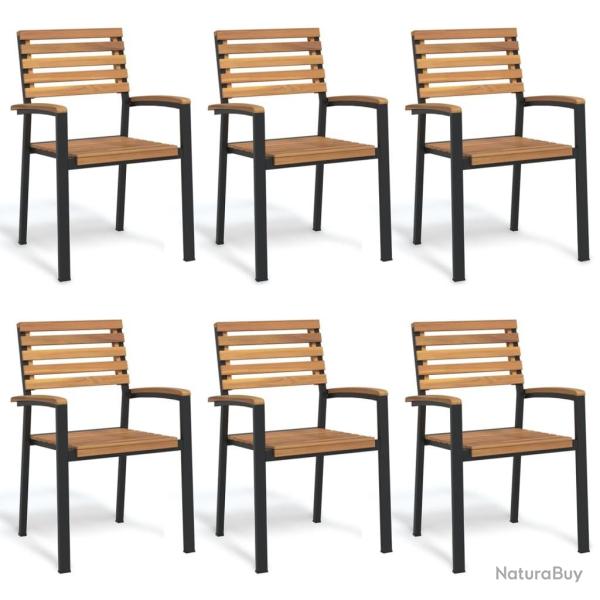 Chaises de jardin empilables lot de 6 bois d'acacia et m�tal