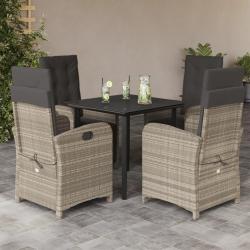 Ensemble &agrave; manger de jardin et coussins 5 pcs gris clair rotin