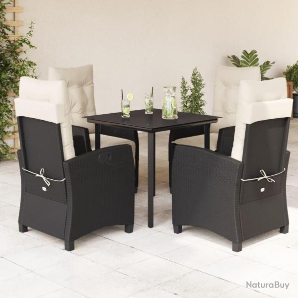 Ensemble � manger de jardin coussins 5pcs Noir R�sine tress�e