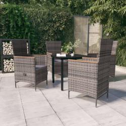 Ensemble &agrave; manger de jardin avec coussins 5 pcs Gris