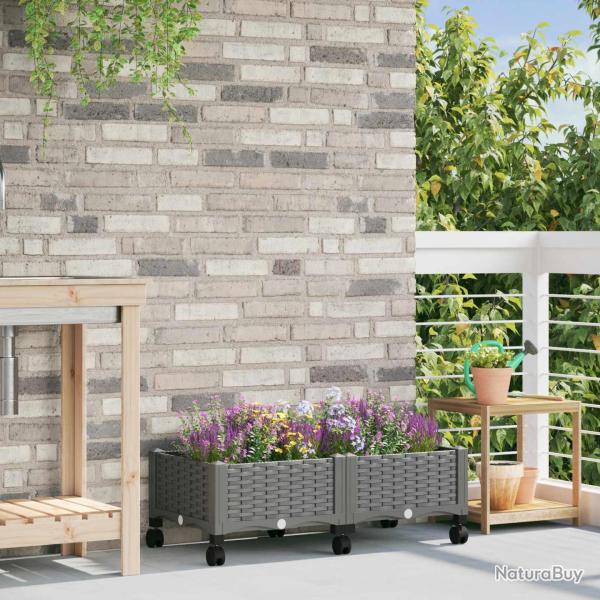 Jardini�re avec Roues Gris clair 80 x 40 x 33 cm PP