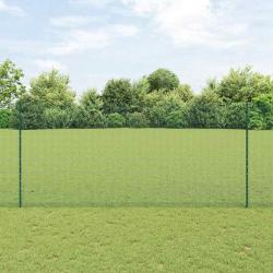 Cl&ocirc;ture en fil soud&eacute; avec poteaux 10 x 1,4 m Vert Maille