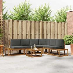 Ensemble de canap&eacute;s d'ext&eacute;rieur 7 Pi&egrave;ce Naturel et Anthracite
