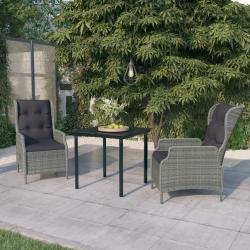 Ensemble &agrave; manger de jardin 3 pcs Gris clair