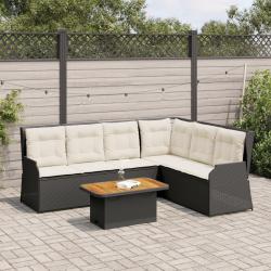 Salon de jardin 5 pcs avec coussins Noir R&eacute;sine tress&eacute;e