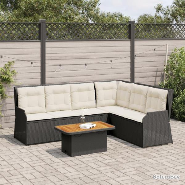 Salon de jardin 5 pcs avec coussins Noir R�sine tress�e