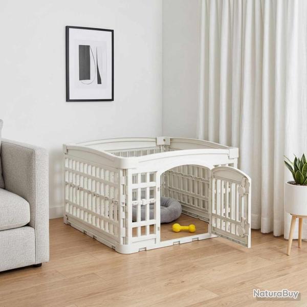 Parc pour chien � 4 panneaux 60 x 60 x 38 cm Plastique Blanc