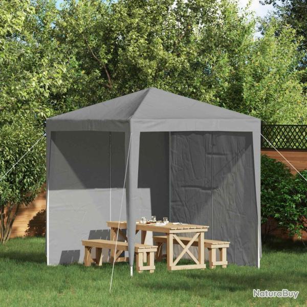 Mur de tente de f�te 2 pcs Gris clair 200 x 195 cm PE et acier