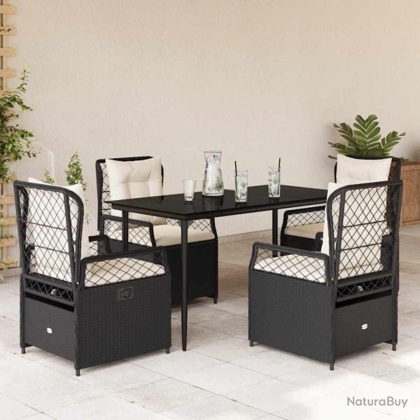 Ensemble � manger de jardin coussins 5pcs Noir R�sine tress�e