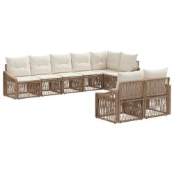 Ensemble de canap&eacute; de jardin 8 pcs Beige polyrotin
