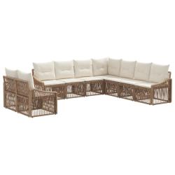 Ensemble de canap&eacute; de jardin 9 pcs Beige polyrotin